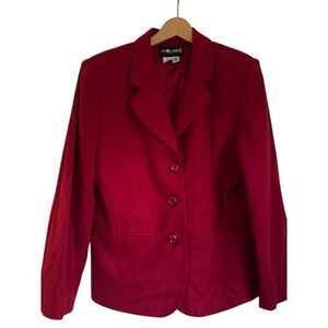 Sag‎ Harbor Petite Red 100% Wool Blazer Jacket Petite Size 12